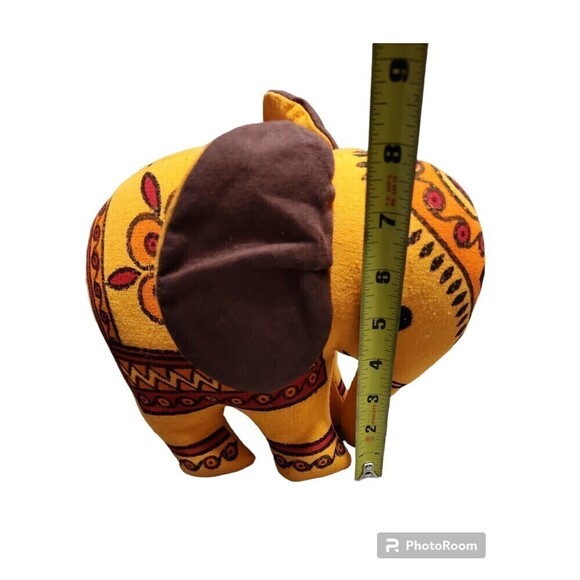 Elephant Stuff Toy With Block Print Yellow - Picture 4 of 9